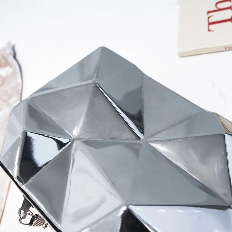 Bolsa Feminina Geométrica de Metal – Clutch para Festas e Eventos