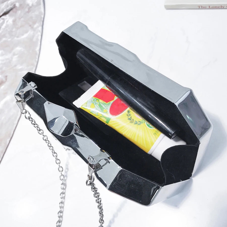 Bolsa Feminina Geométrica de Metal – Clutch para Festas e Eventos