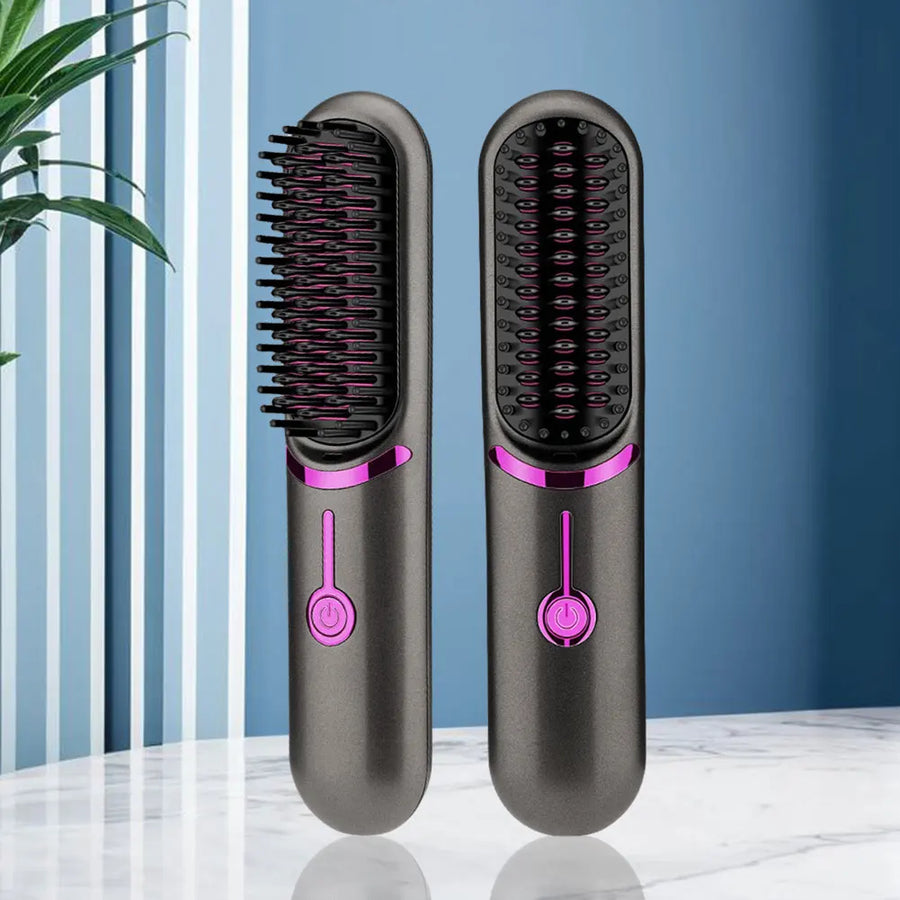 Escova Alisadora Sem Fio – Portátil e Compacta com 3 Níveis de Temperatura