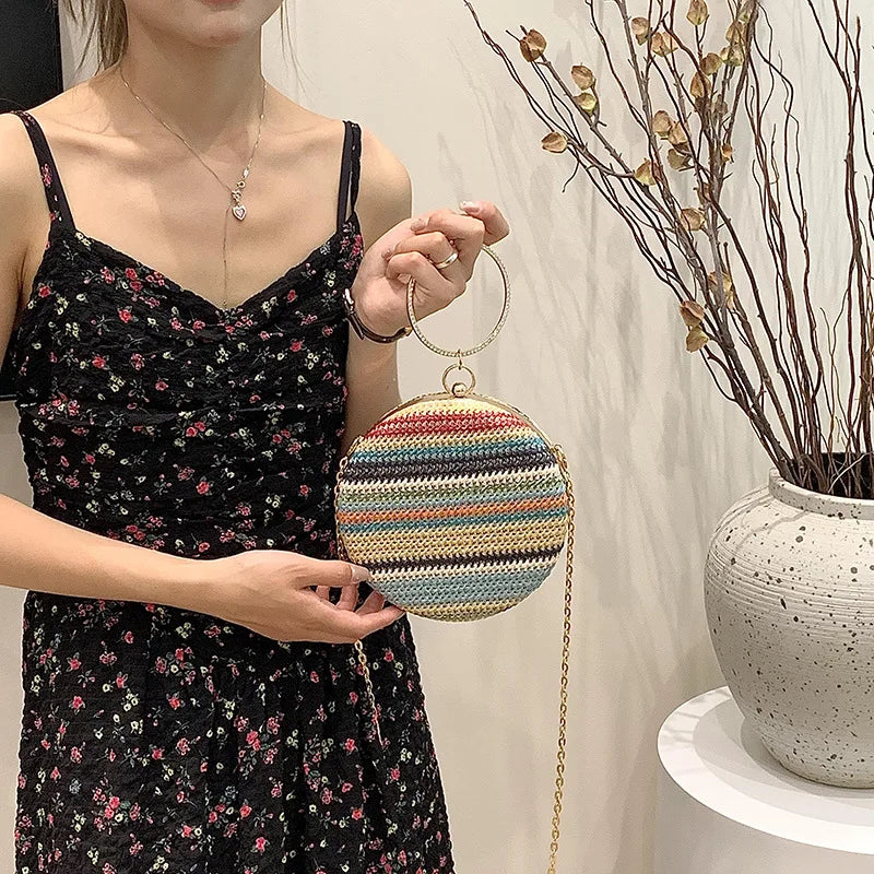 Bolsa de Palha com Alça Metálica – Ideal para curtir o Verão