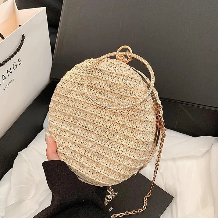 Bolsa de Palha com Alça Metálica – Ideal para curtir o Verão