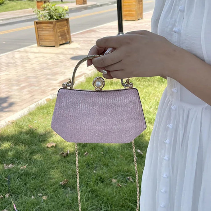 Bolsa de Luxo – Clutch Brilhante com Alça de Corrente