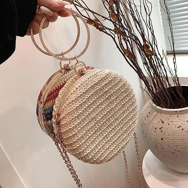 Bolsa de Palha com Alça Metálica – Ideal para curtir o Verão