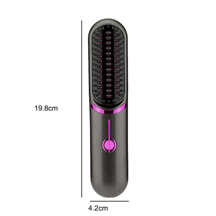 Escova Alisadora Sem Fio – Portátil e Compacta com 3 Níveis de Temperatura