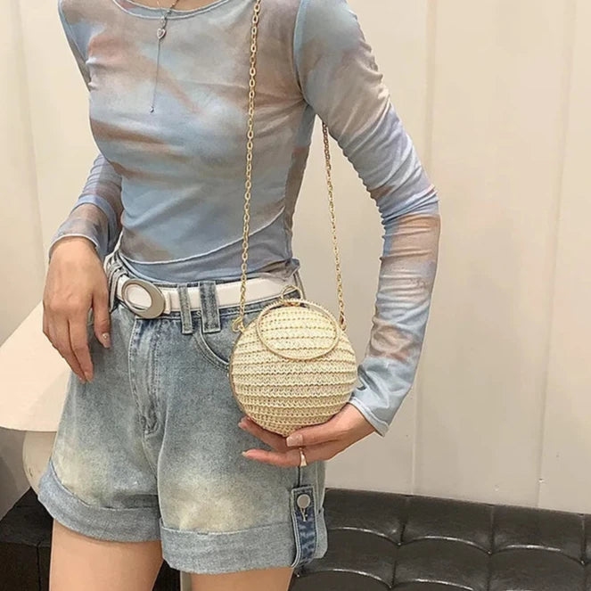 Bolsa Redonda de Palha – Bolsa Rústica Artesanal para Arrasar no Verão