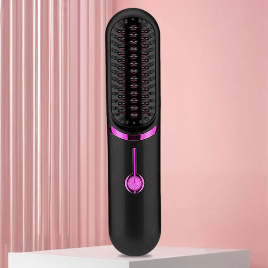 Escova Alisadora Sem Fio – Portátil e Compacta com 3 Níveis de Temperatura